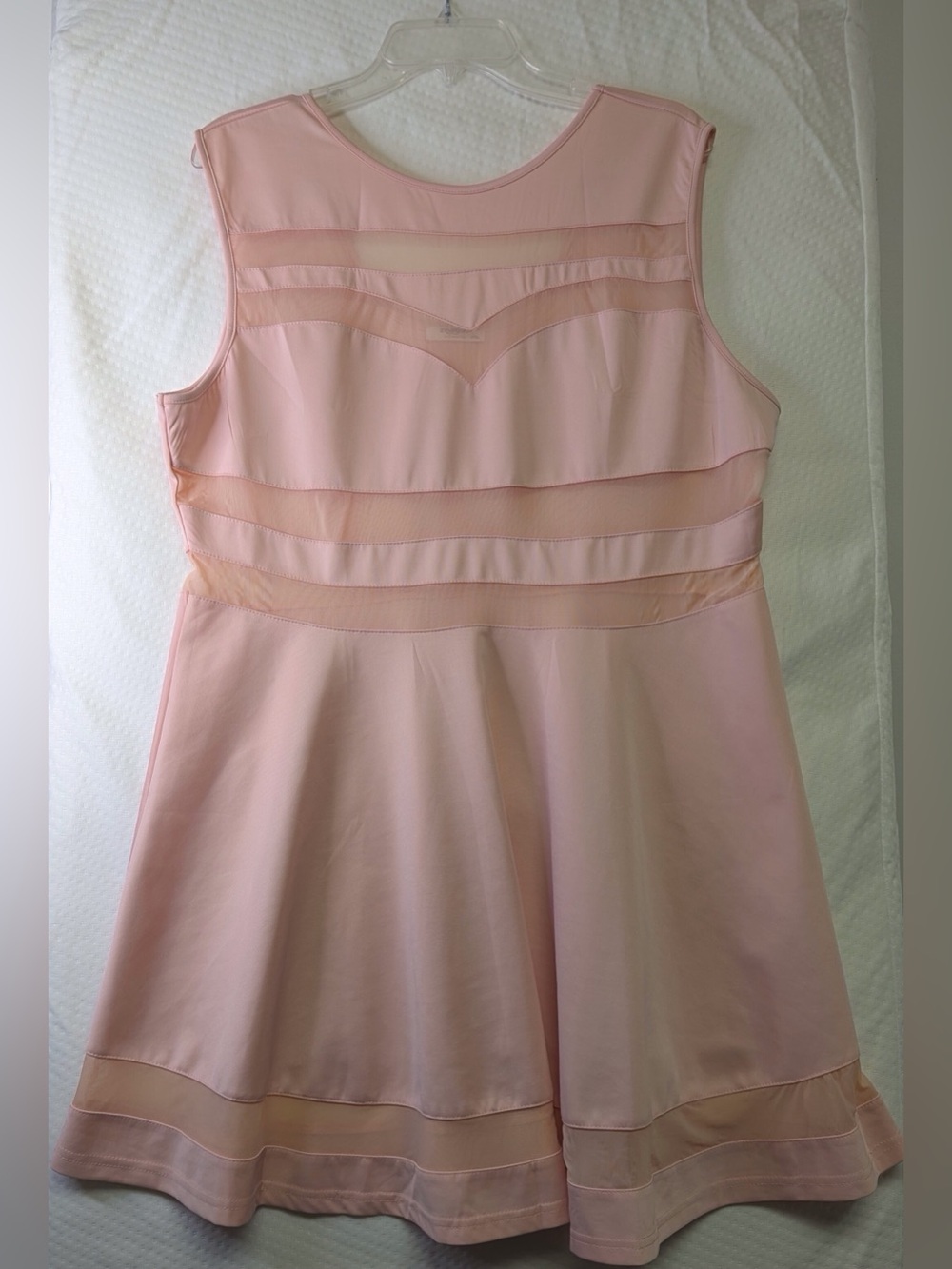 10 Zeagoo Light Pink Sleeveless Mesh-Inset Fit & Flare Dress